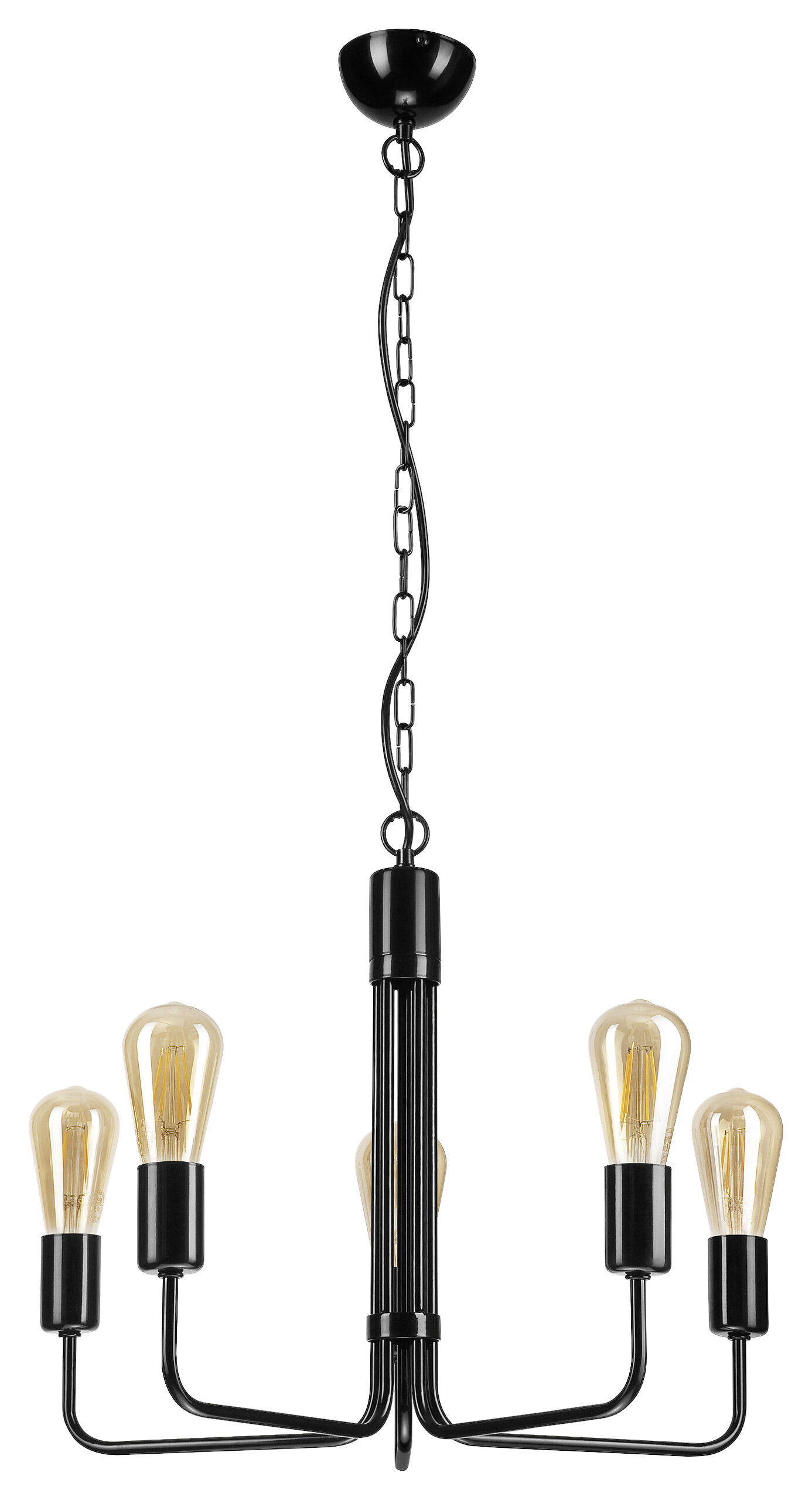 Lamkur Pendelleuchte schwarz Stahl B/H/L: ca. 54x98x54 cm E27 5 Brennstellen