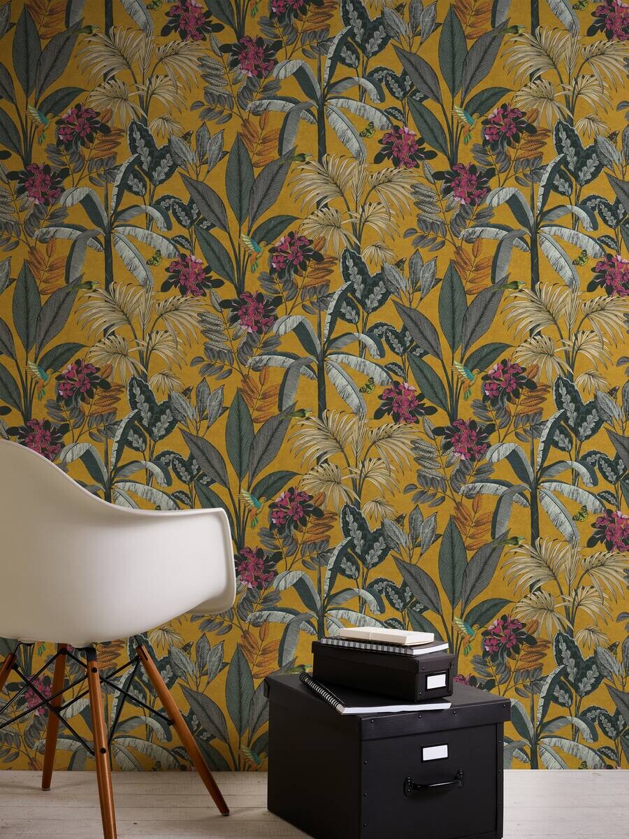 A.S.Creation Vliestapete grau grün gelb B/H/D: ca. 53x1005x8 cm