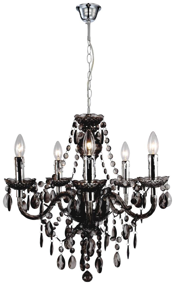 POCOline Kronleuchter Agatha schwarz Metall Acryl B/H/L: ca. 51x149x51 cm E14 5 Brennstellen