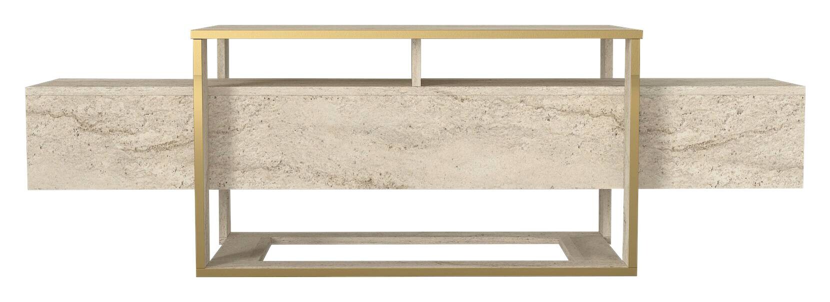 TV-Lowboard Bianco beige granit Optik B/H/T: ca. 160x49,8x46,1 cm