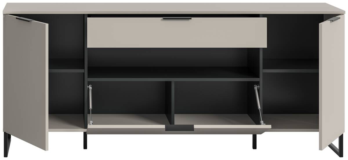 Sideboard Noida Kaschmirgrau Nachbildung schwarz B/H/T: ca. 80x185x41 cm