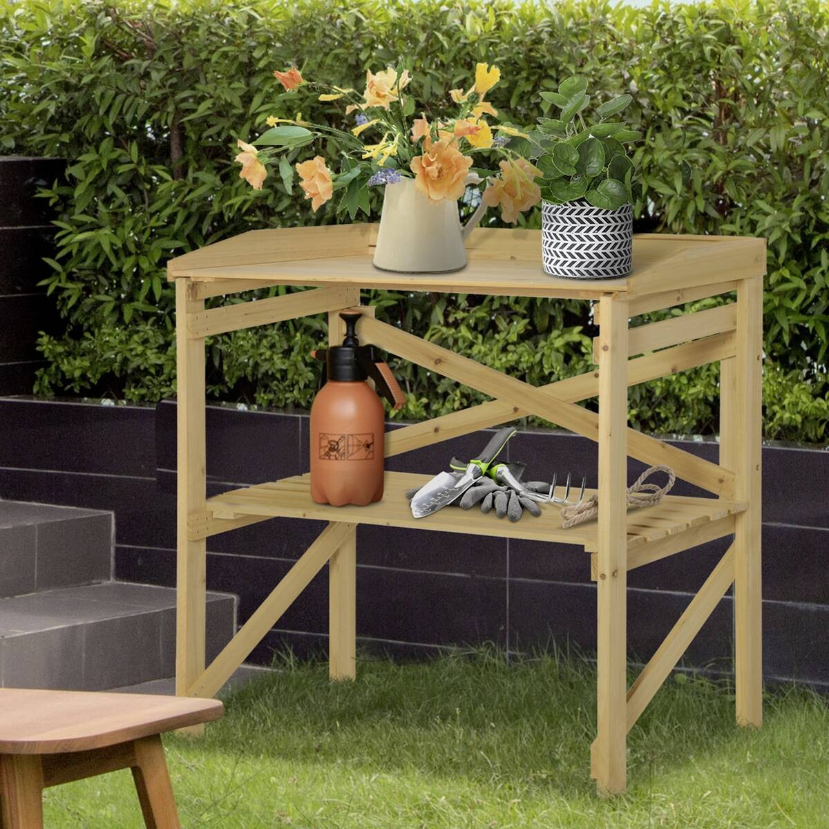 Outsunny Pflanztisch natur B/H/T: ca. 40x84x80 cm ca. 40 kg