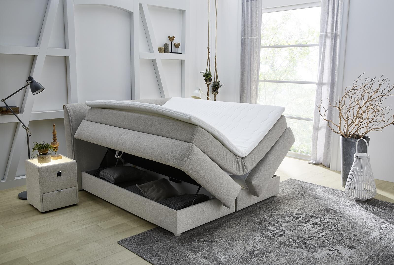 Boxspringbett beige Liegefläche B/L: ca. 180x200 cm