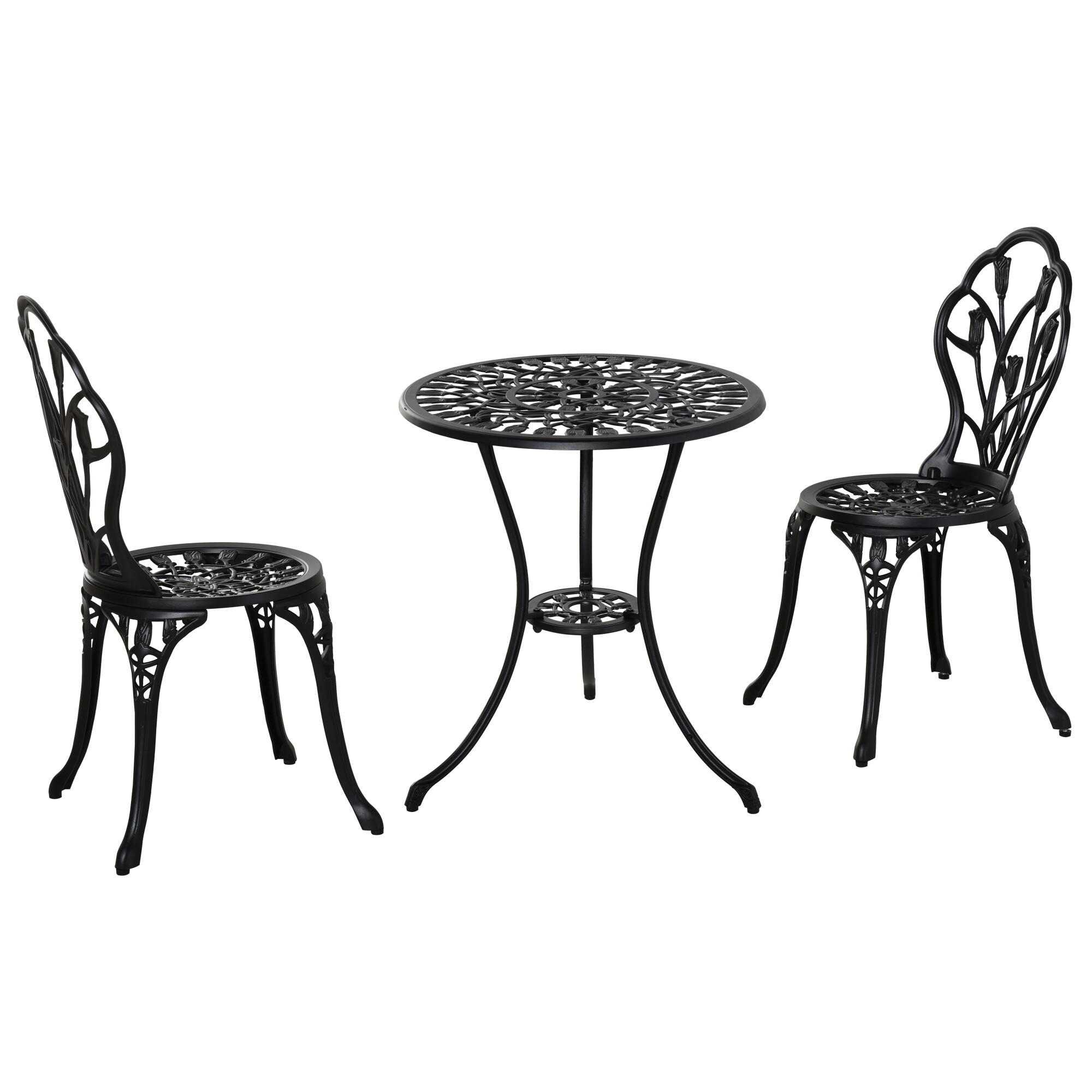 Outsunny Bistro-Set schwarz Aluminium B/H/L: ca. 60x67x60 cm