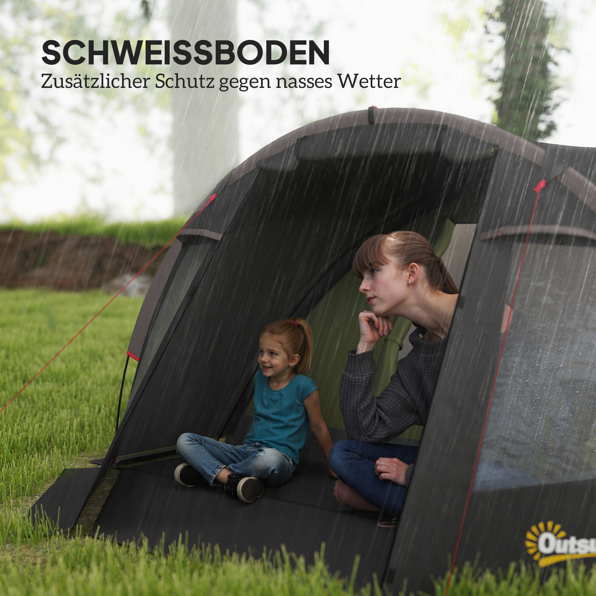 Outsunny Tunnelzelt schwarz Polyester B/H/L: ca. 250x130x360 cm