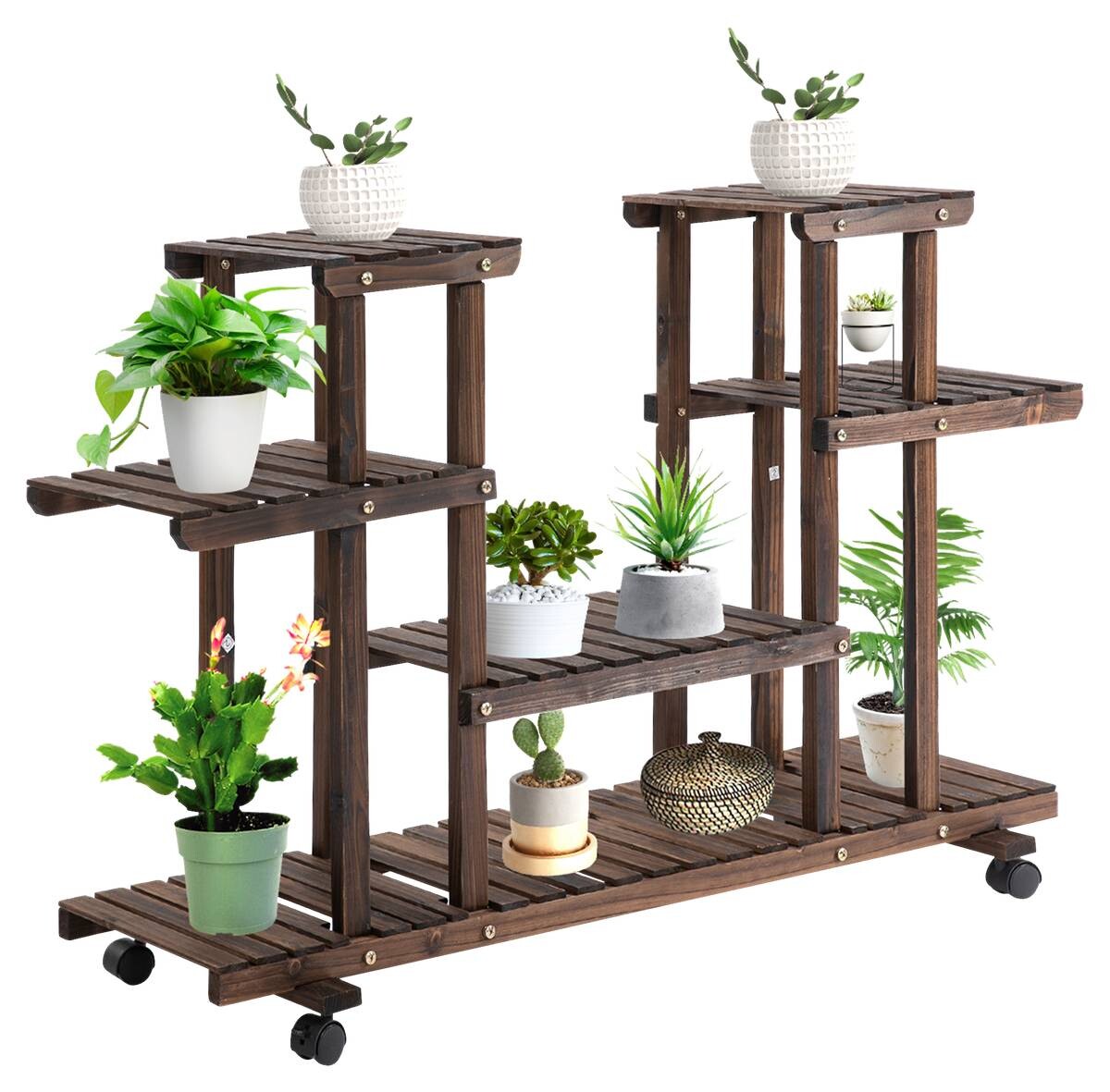 Outsunny Pflanzenregal braun B/H/L: ca. 33x80x123,5 cm