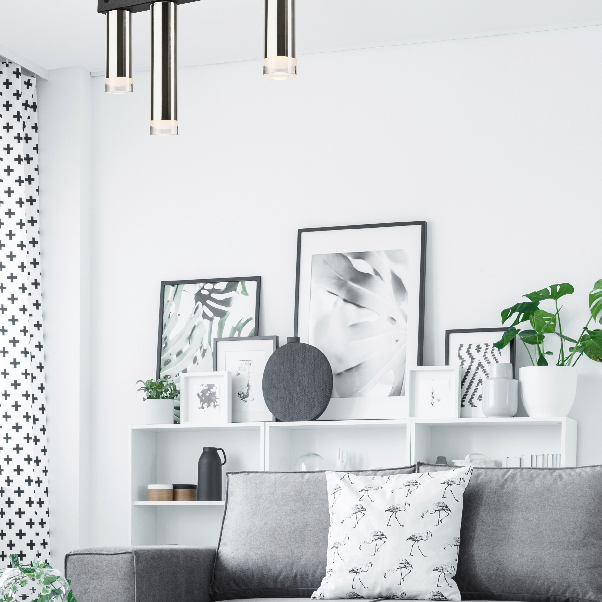 Lamkur Deckenleuchte schwarz Stahl B/H/L: ca. 8x31,5x50 cm E27 3 Brennstellen