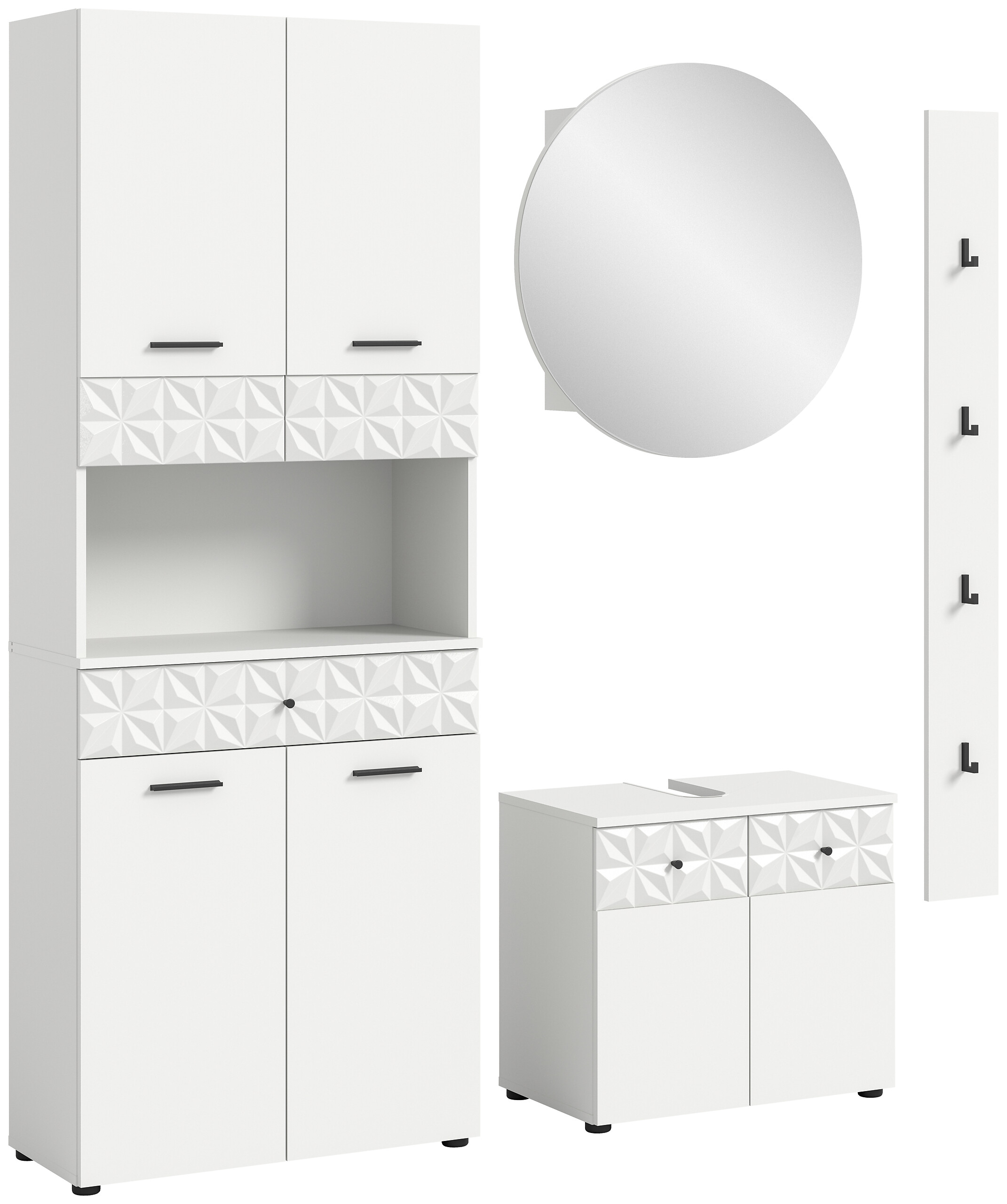 Badezimmer-Set Prisma weiß B/H/T: ca. 176x187x37 cm