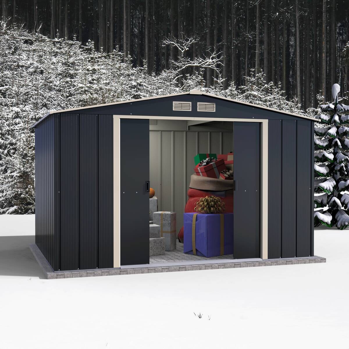 VCM Gerätehaus anthrazit B/H/L: ca. 322x196x234 cm