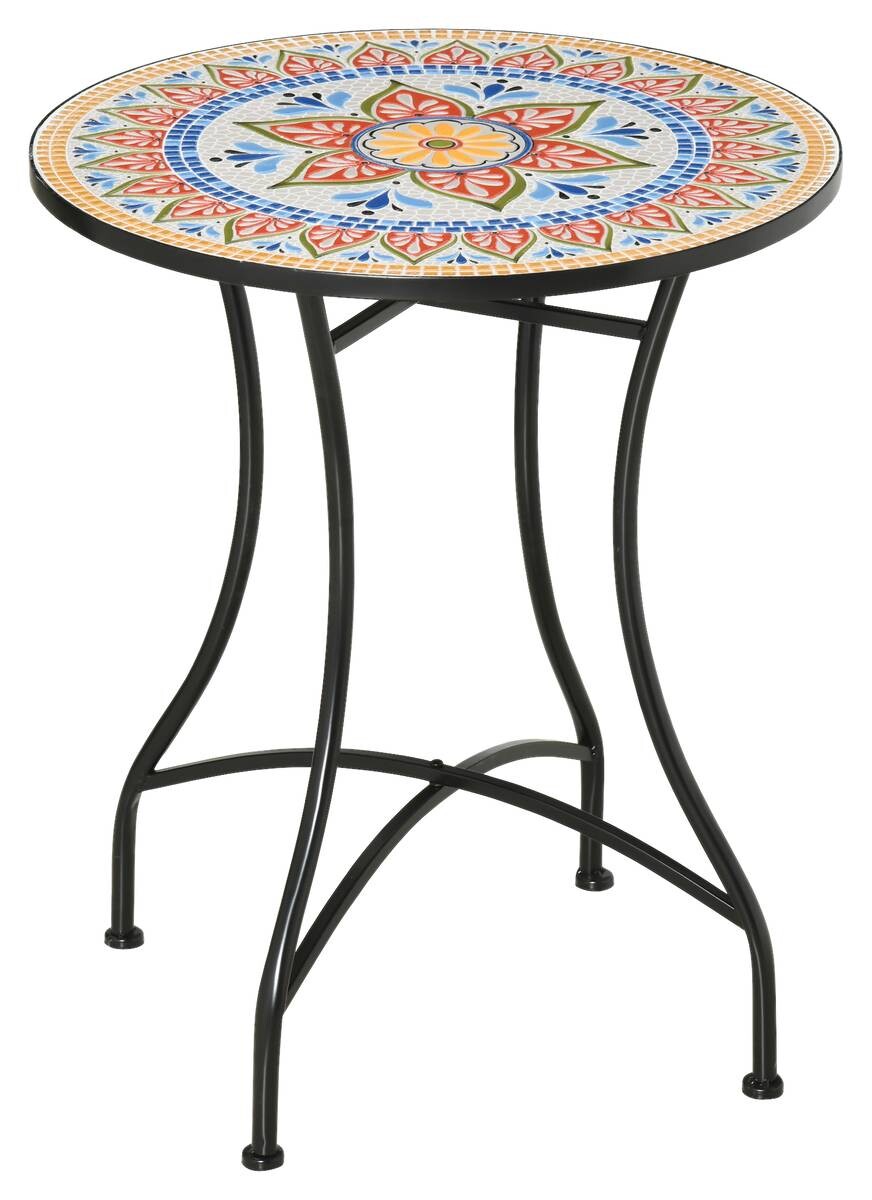 Outsunny Gartentisch bunt Keramik H/D: ca. 71x60 cm