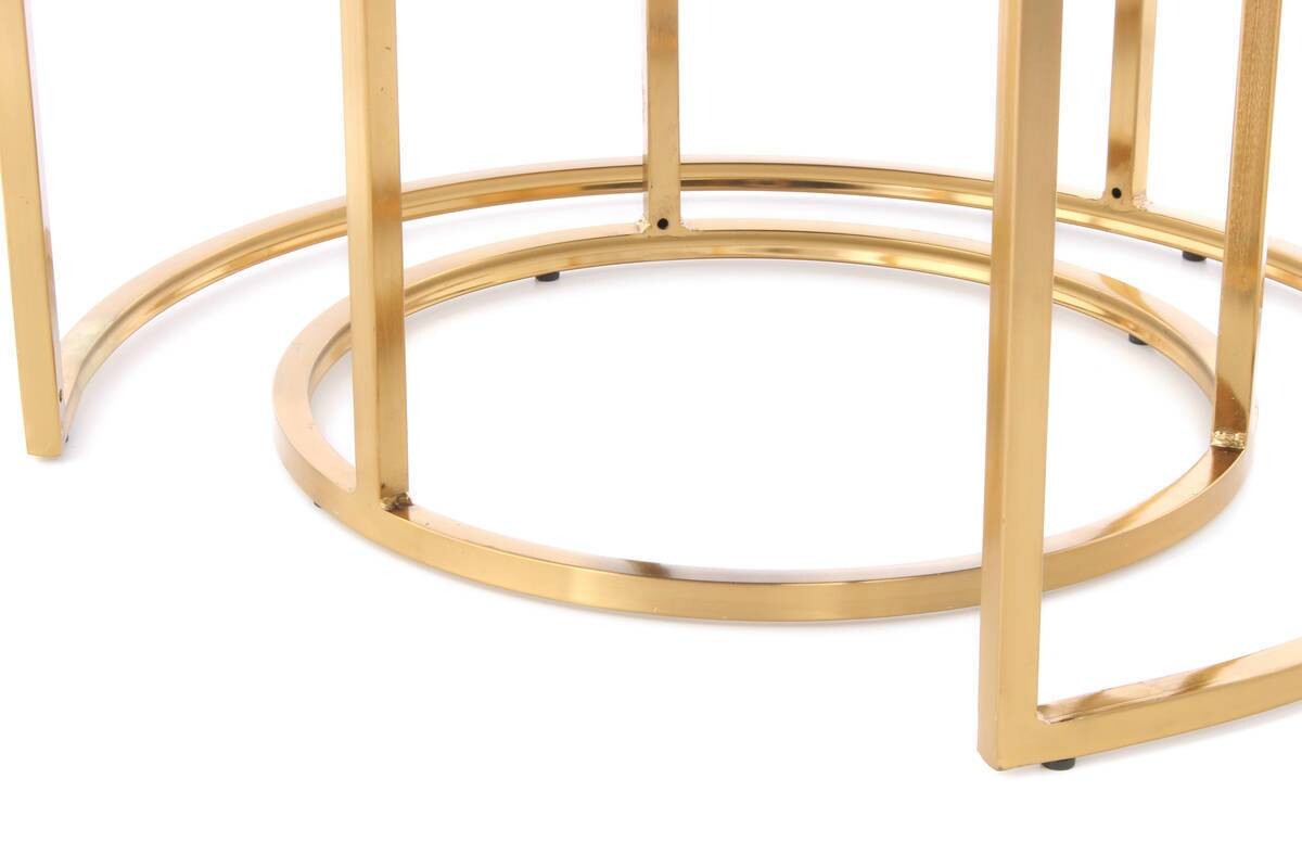 360 Living Hocker Becky 800 2er taupe gold Samt Metall H/D: ca. 41x60 cm