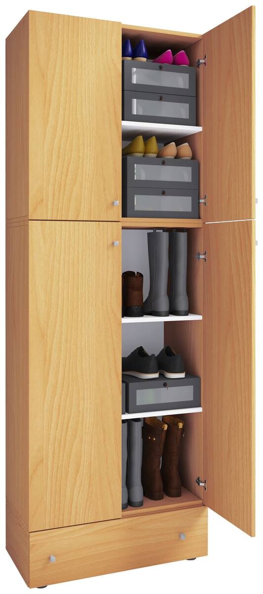 Schuhschrank Lona buche weiß B/H/T: ca. 200x70x39 cm