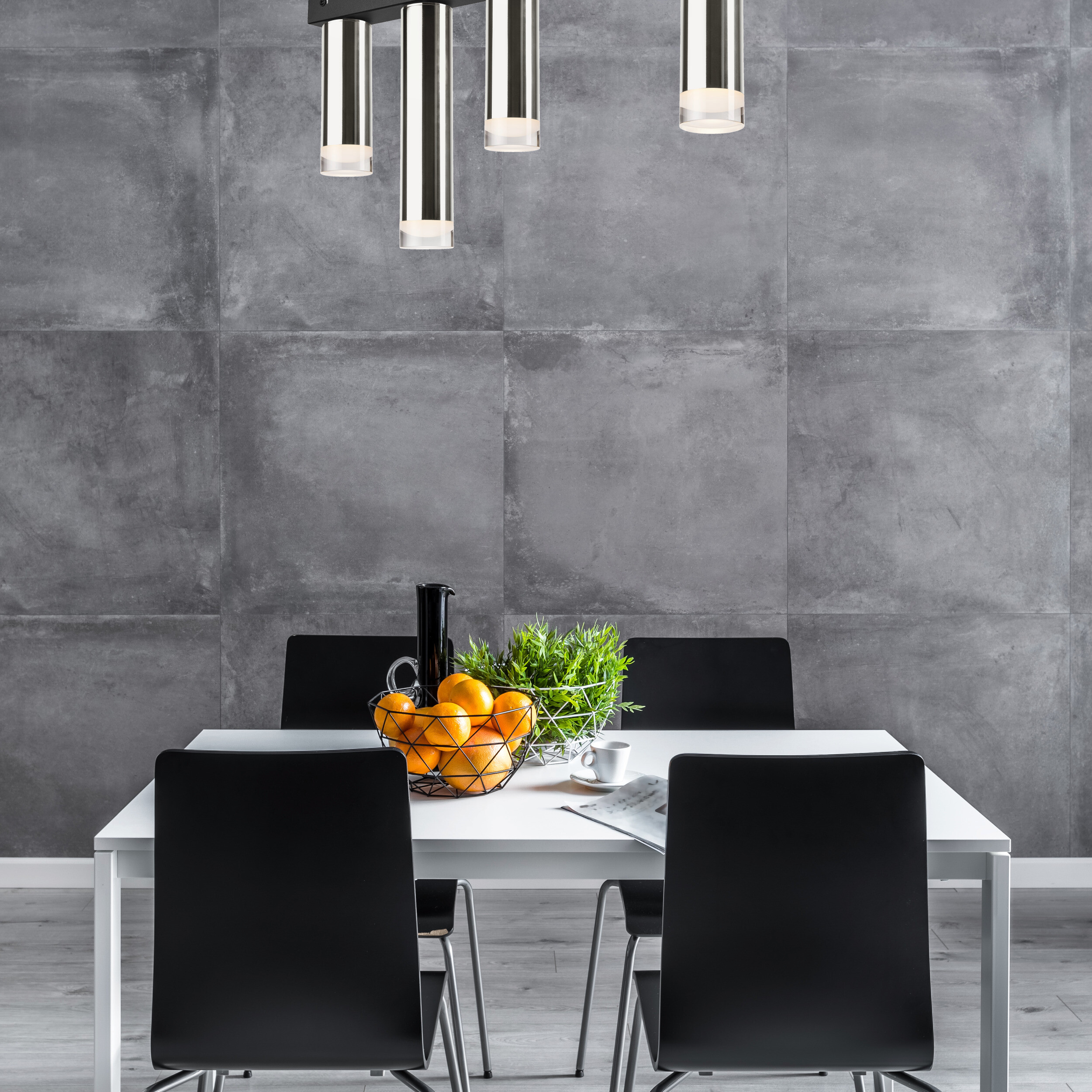 Lamkur Deckenleuchte schwarz Stahl B/H/L: ca. 8x31,5x60 cm E27 4 Brennstellen