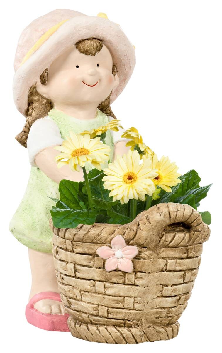 Outsunny Gartenstatue mit Blumenkorb