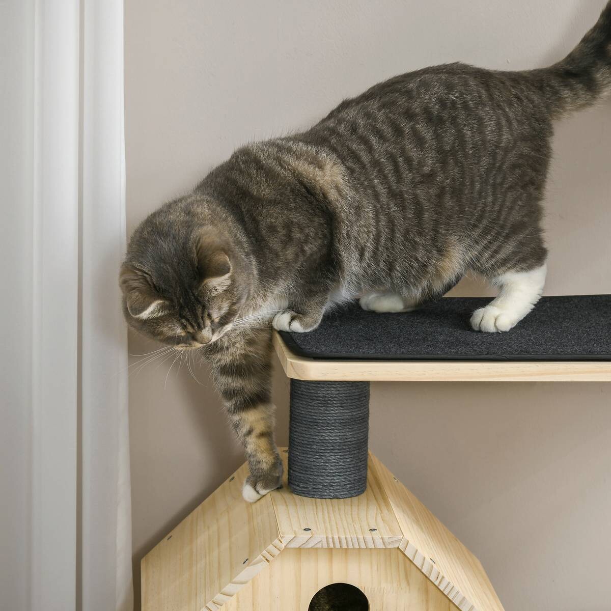 PawHut Kratzbaum natur Kiefer B/H/L: ca. 80x148x40 cm