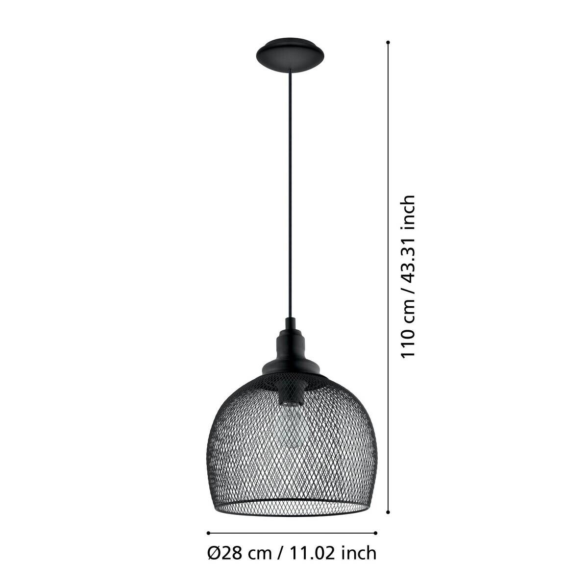 Eglo Pendelleuchte Straiton schwarz Metall B/H/L: ca. 28x110x28 cm E27 1 Brennstellen