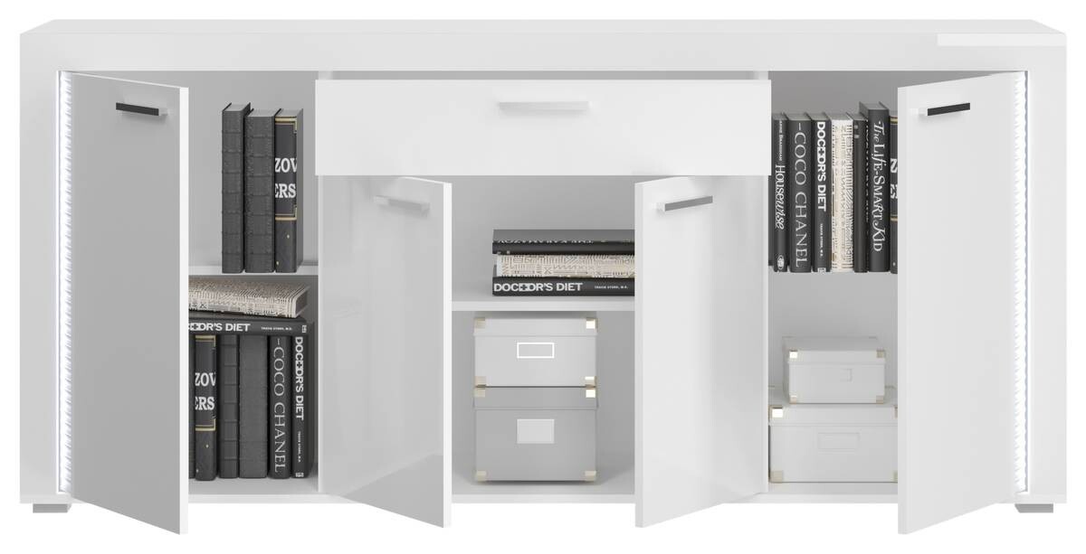 Sideboard Skylight weiß weiß Hochglanz B/H/T: ca. 182x84x42 cm