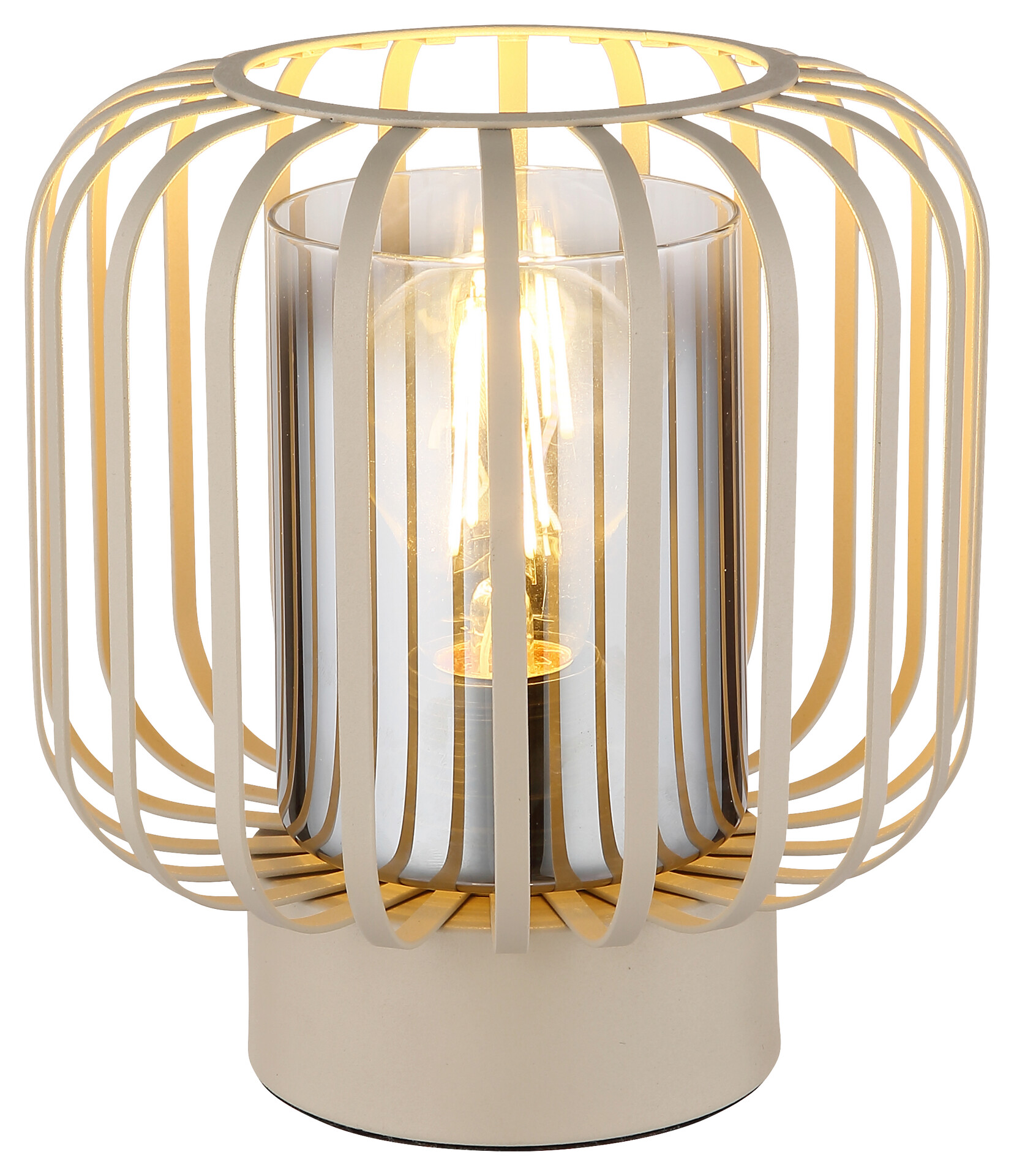 GLOBO Tischleuchte sand Metall H/D: ca. 19x18 cm E27 1 Brennstellen