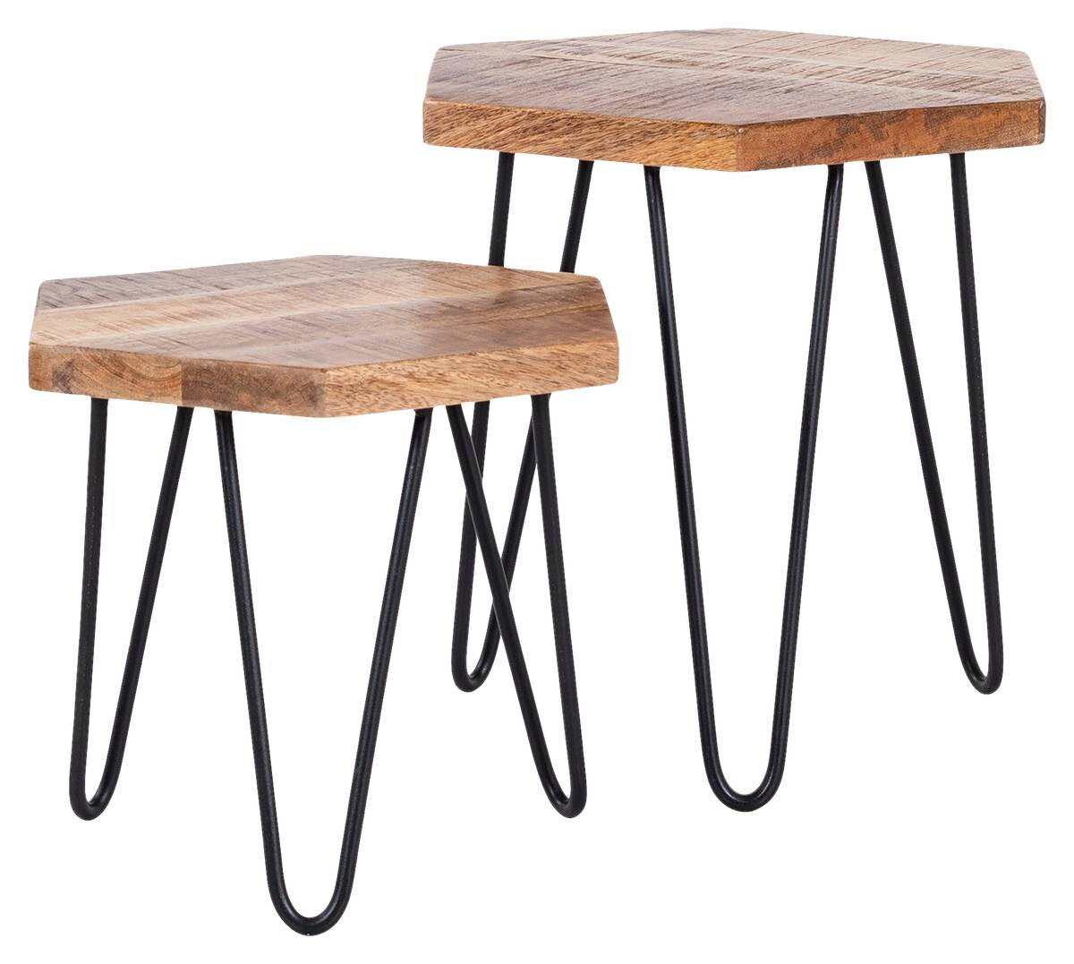 Beistelltisch ELEA natur schwarz pulverbeschichtet Echtholz Metall