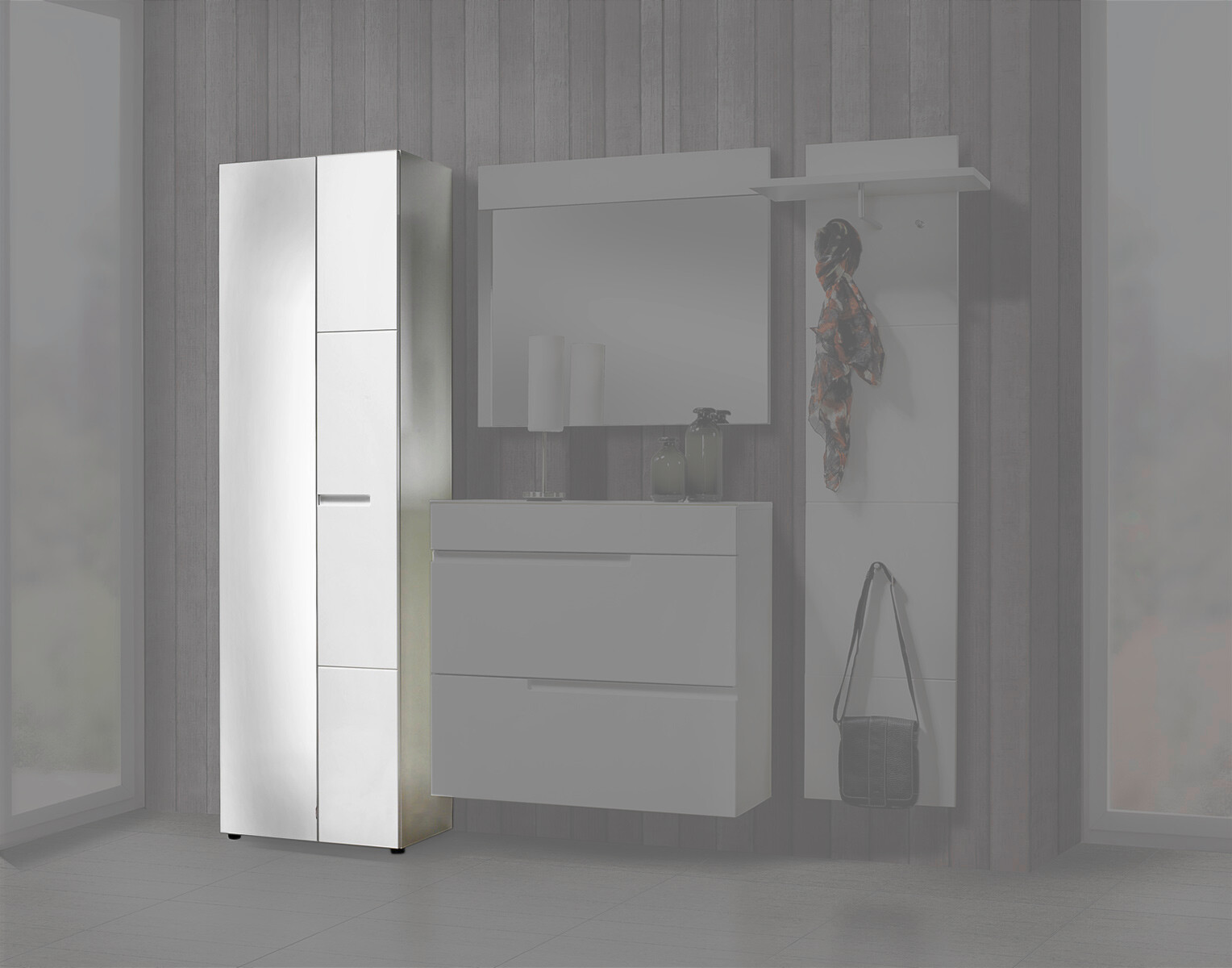 Garderobenschrank Mailand weiß weiß Hochglanz B/H/T: ca. 60x202x35 cm