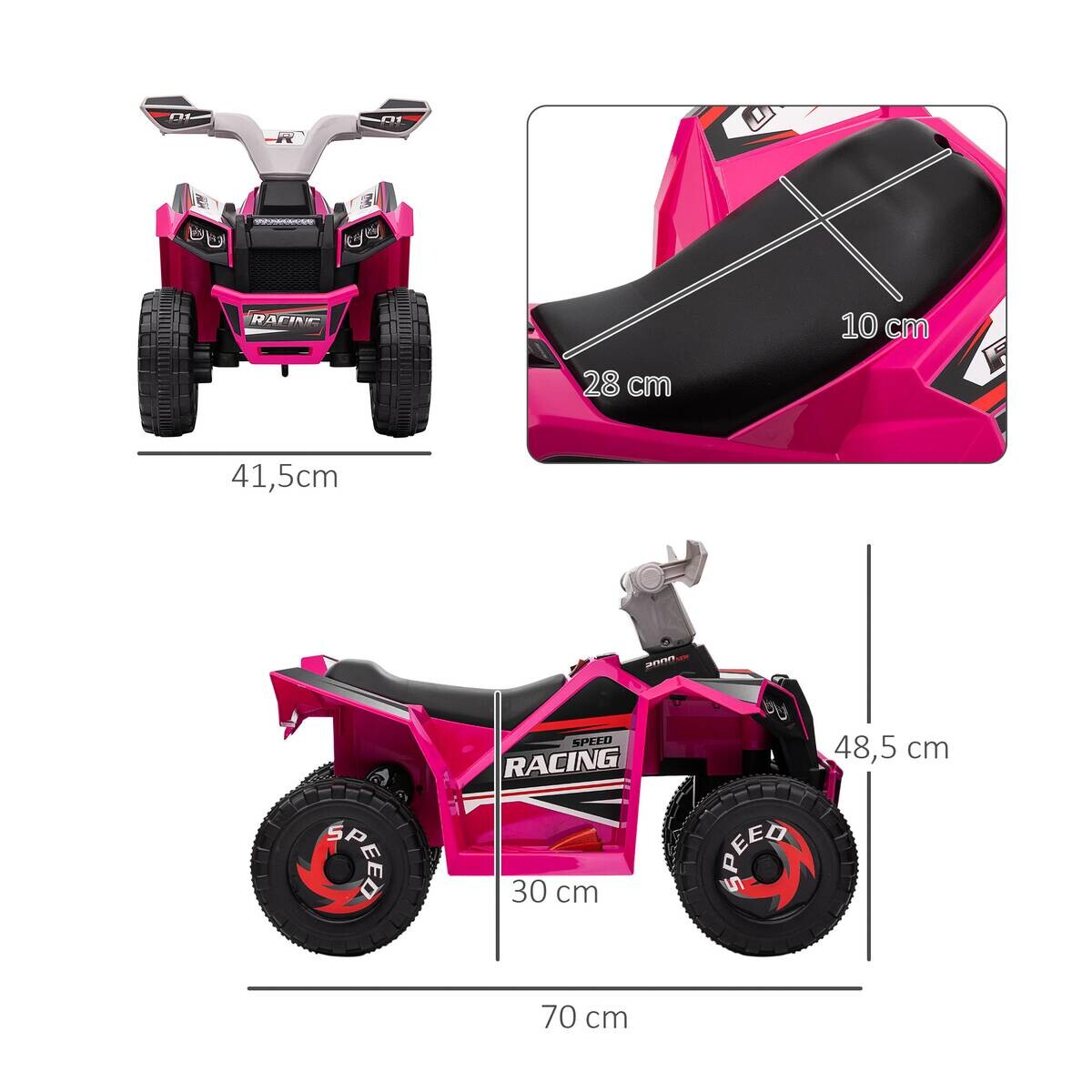 HOMCOM Elektroauto für Kinder rosa B/H/L: ca. 41,5x48,5x70 cm