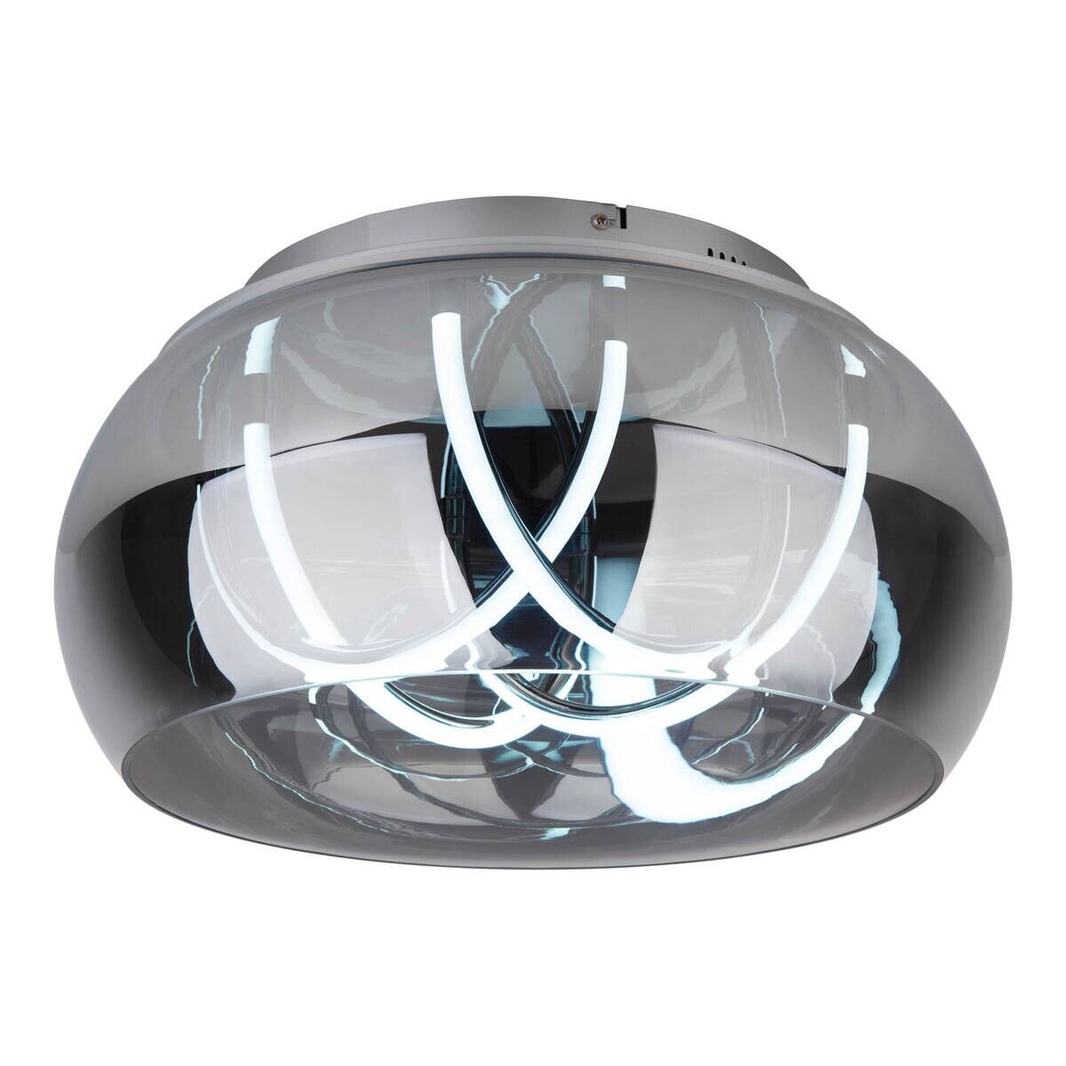 Näve Leuchten LED-Deckenleuchte Chrom Metall Glas B/H/T/D: ca. 45x23,5x45x45 cm