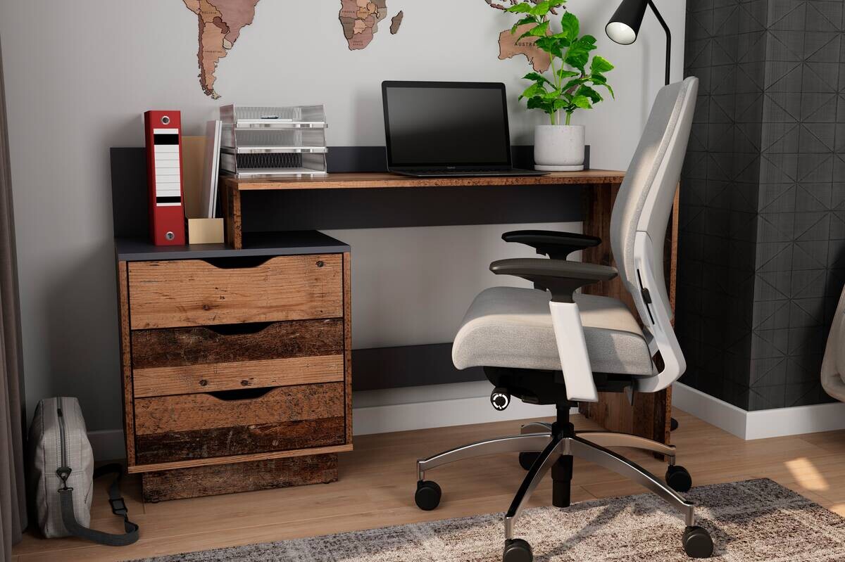 Schreibtisch BELFAST Eiche Old Wood Nachbildung anthrazit B/H/T: ca. 138x83,5x51,5 cm Schreibtisch BELFAST Eiche Old Wood Nachbildung anthrazit B/H/T: ca. 138x83,5x51,5 cm