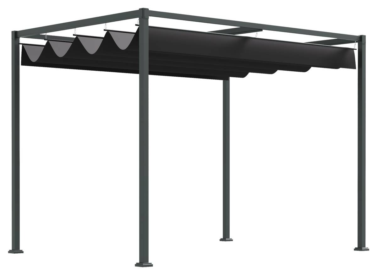 Outsunny Pergola mit Schiebedach schwarz Metall B/H/L: ca. 213x221x298 cm
