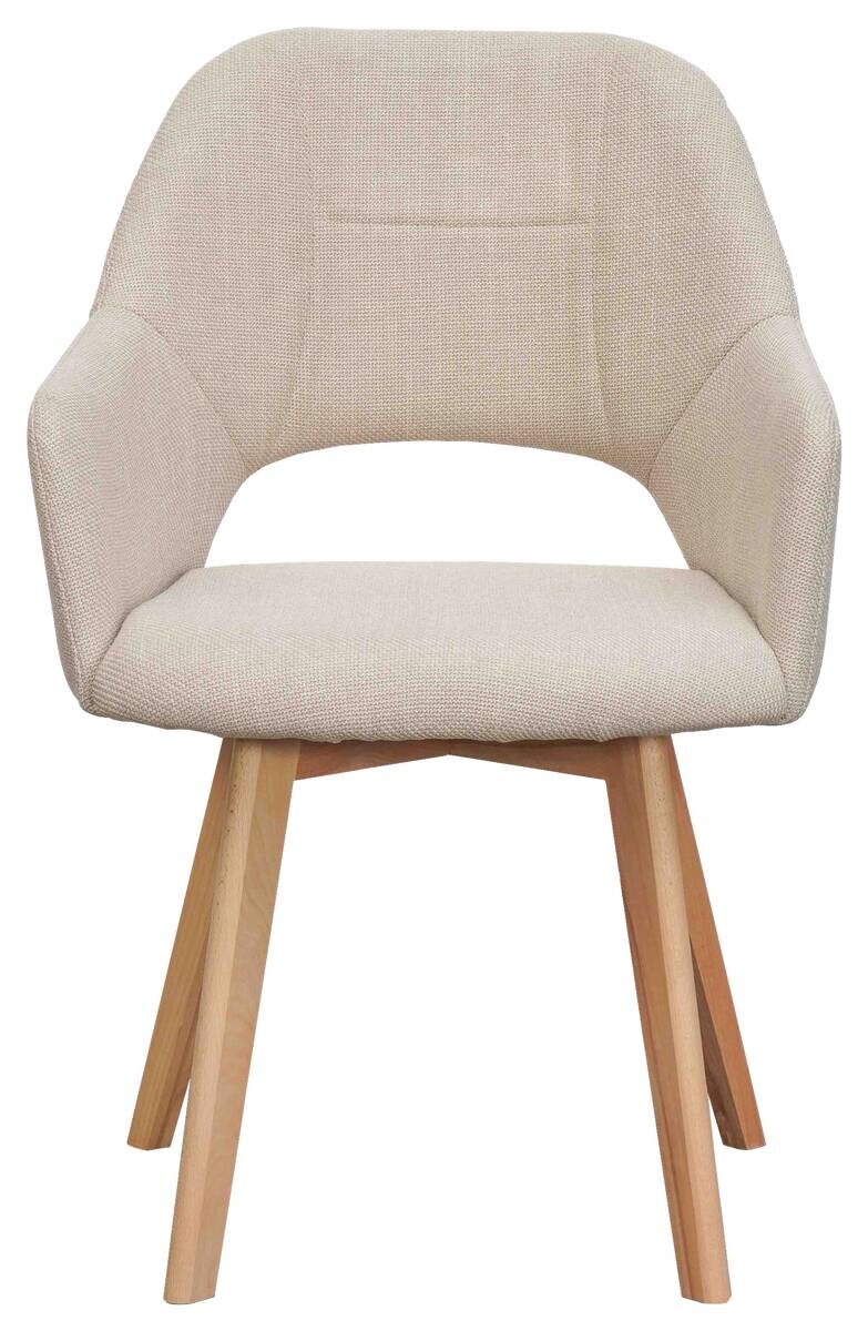 Armlehnstuhl Stade beige natur Polyester Buche B/H/T: ca. 57x87x62 cm