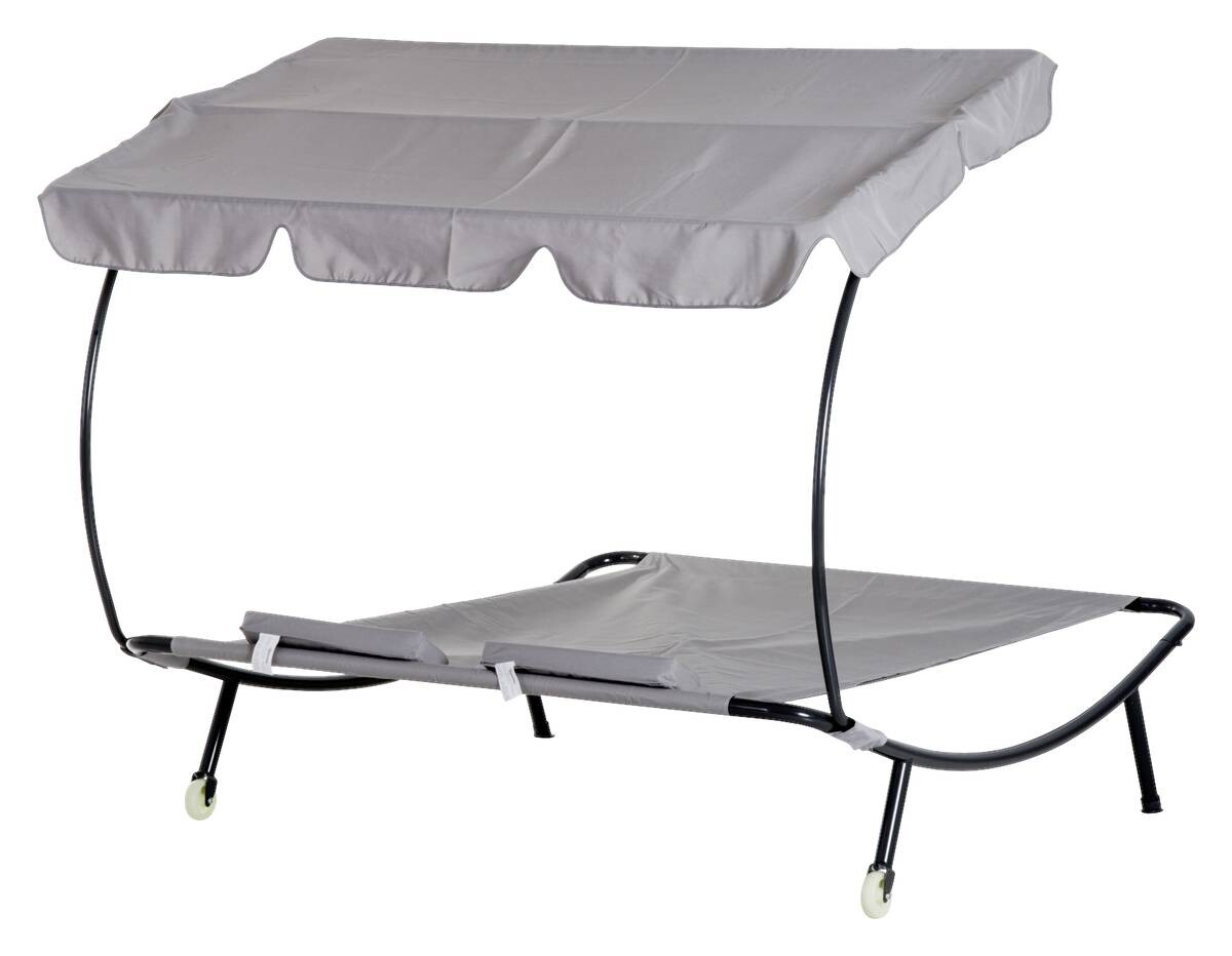 Outsunny Doppelliege grau Stahl B/H/L: ca. 170x134x200 cm