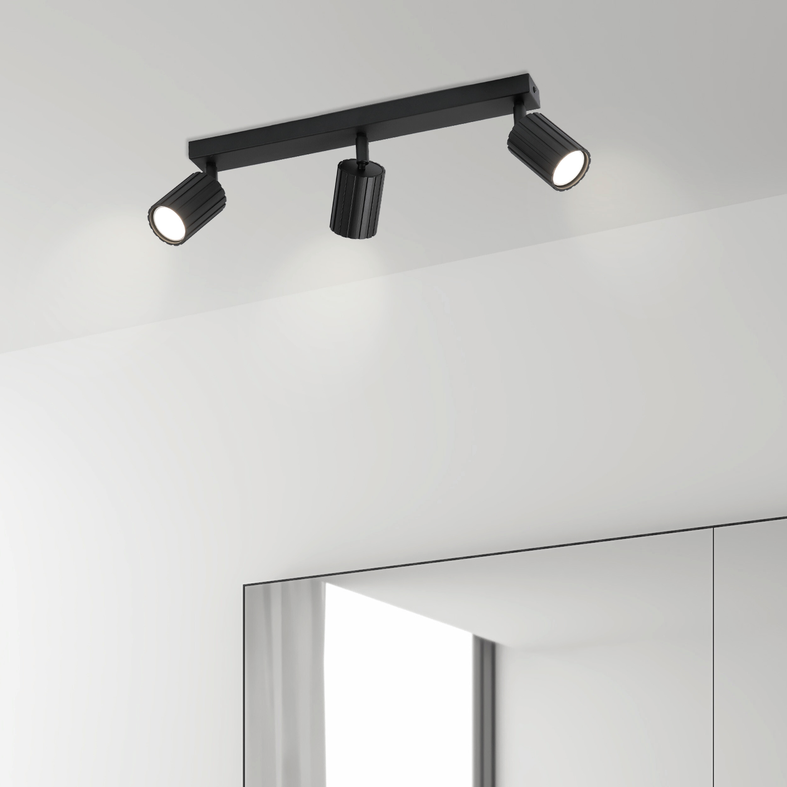 Lamkur Strahler Prisma schwarz Stahl B/H/L: ca. 6,5x16,5x45 cm 3 Brennstellen