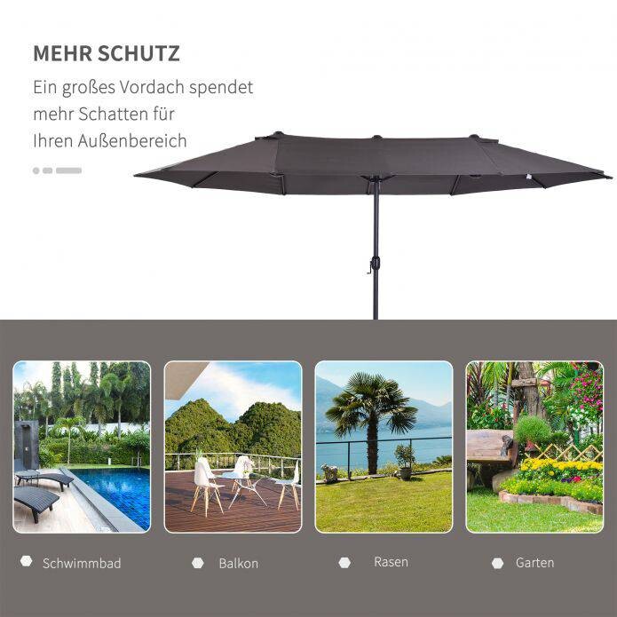 Outsunny Marktschirm grau Metall B/H/L: ca. 270x240x460 cm