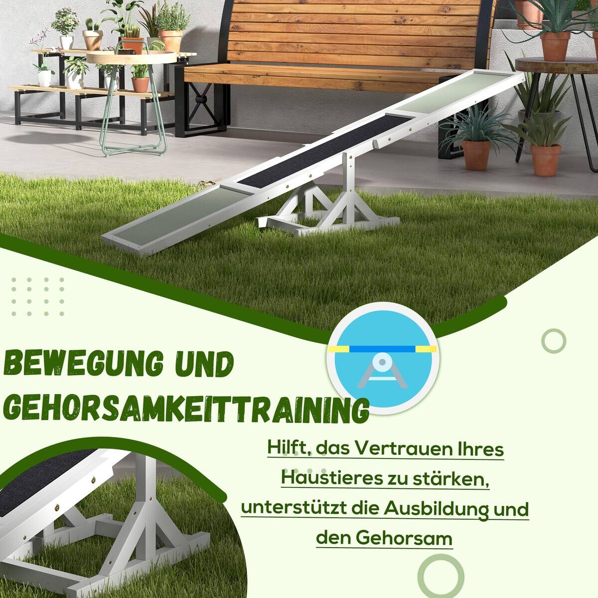 PawHut Hundewippe weiß Holz B/H/L: ca. 30x30x180 cm