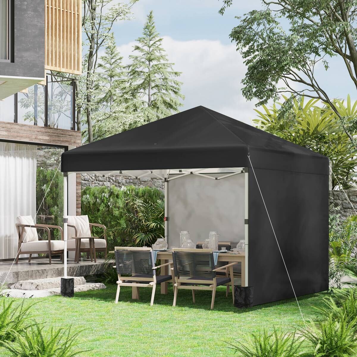 Outsunny Pavillon schwarz Polyester B/H/L: ca. 297x297x274 cm