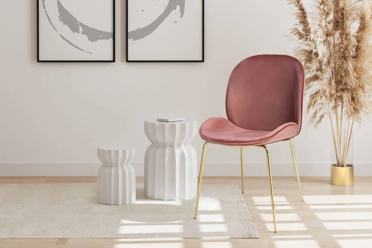 Stuhl Charlize 100 2er altrosa Microfaser B/H/T: ca. 48x87x59 cm