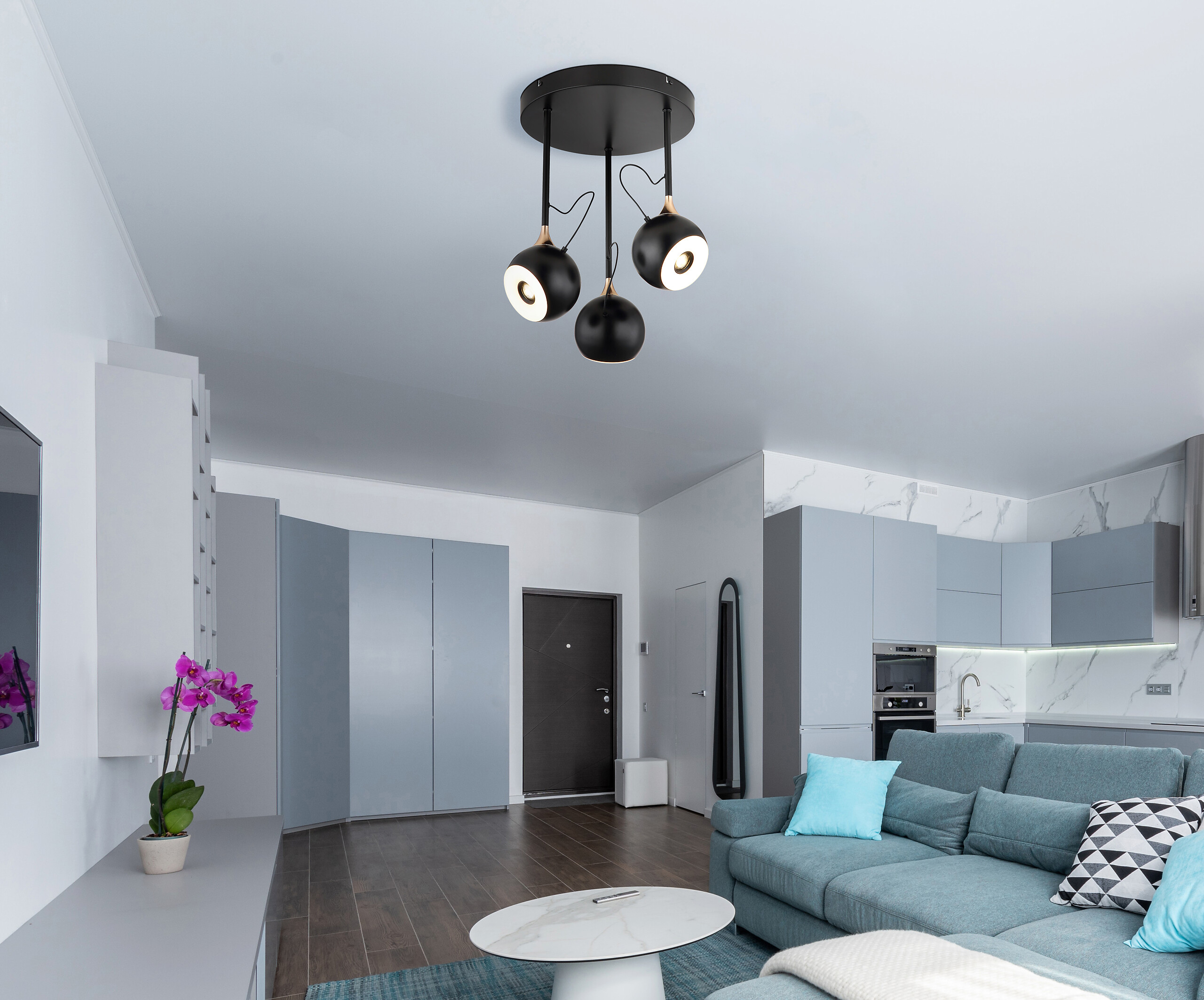 GLOBO Deckenleuchte mattschwarz gold Metall H/D: ca. 42x32,5 cm 1 Brennstellen