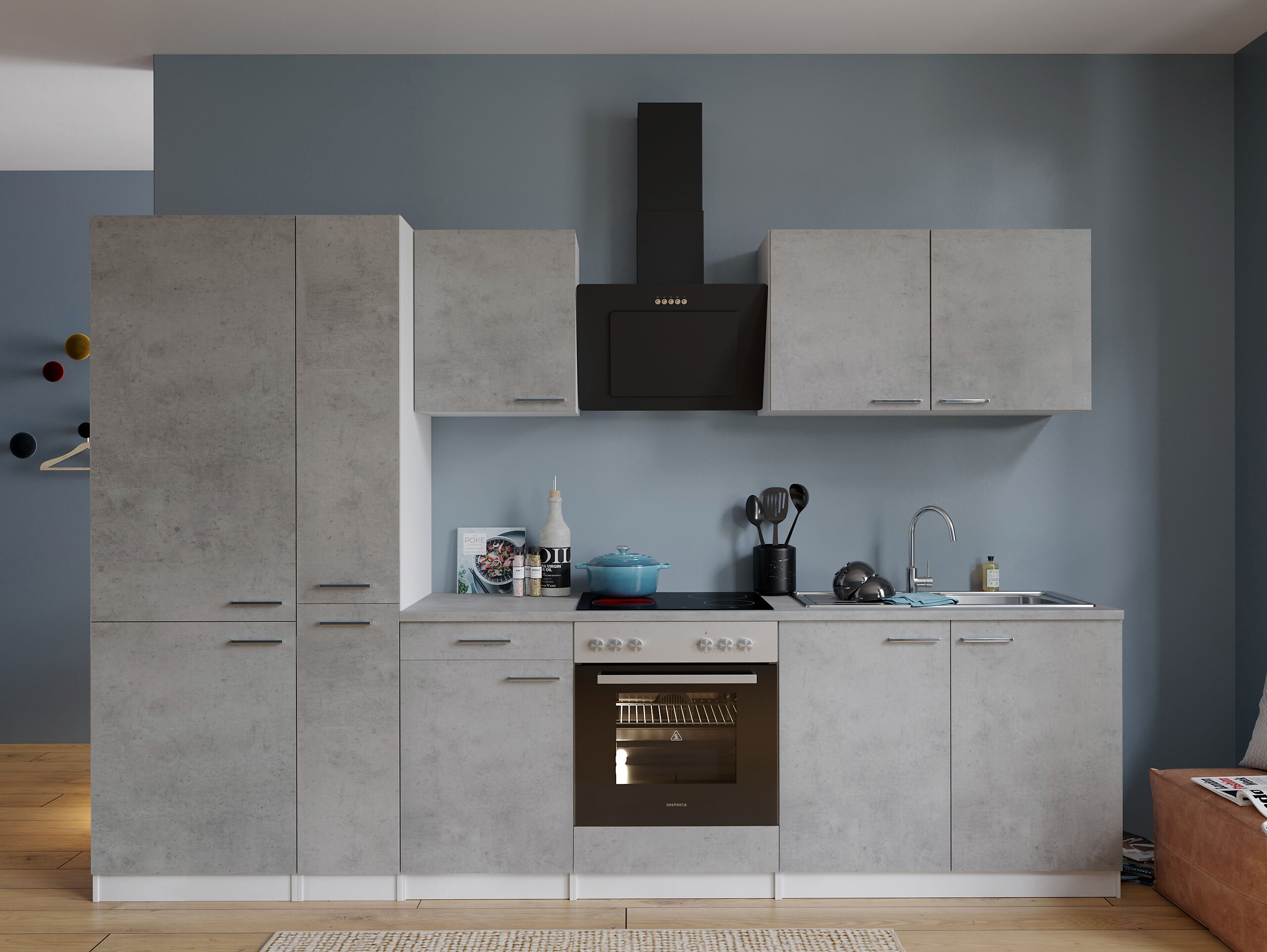 Respekta Küchenblock Malia Beton Optik B/H/T: ca. 300x200x60 cm