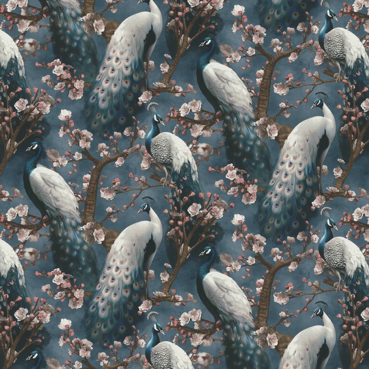 Erismann Vliestapete Pfau blau B/L: ca. 53x1005 cm