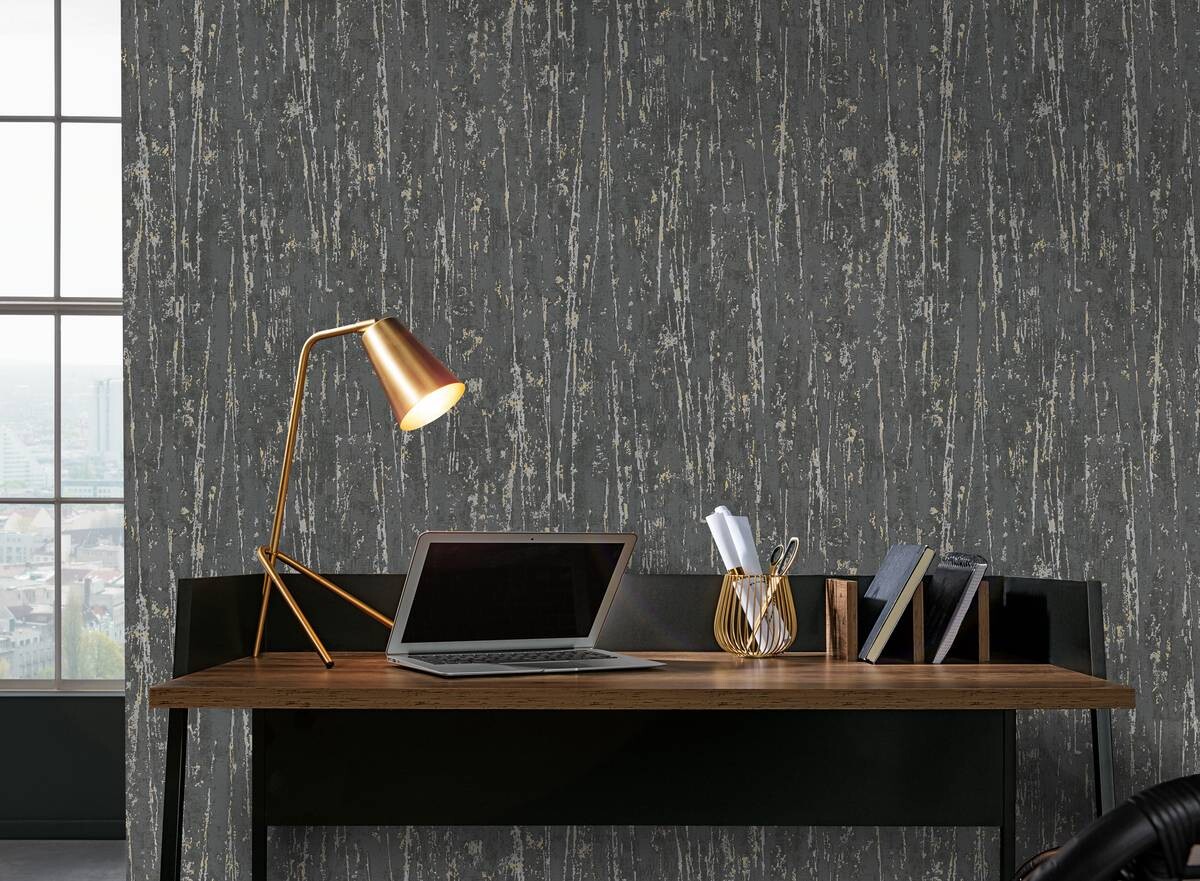 Erismann Vliestapete Struktur schwarz B/L: ca. 53x1005 cm