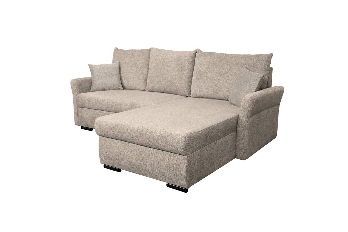Ecksofa mit Bettfunktion und Bettkasten beige Webstoff B/H/T: ca. 218x90x168 cm