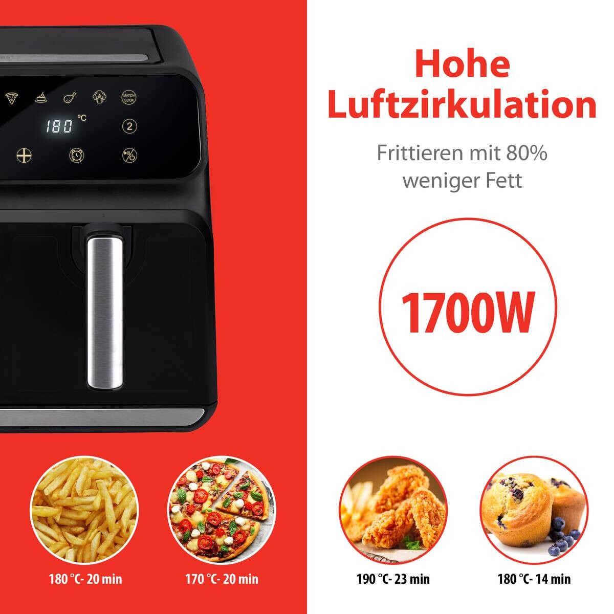 alpina Heißluftfritteuse 871125224012 schwarz Kunststoff B/H/L: ca. 38x36x32 cm ca. 8 l