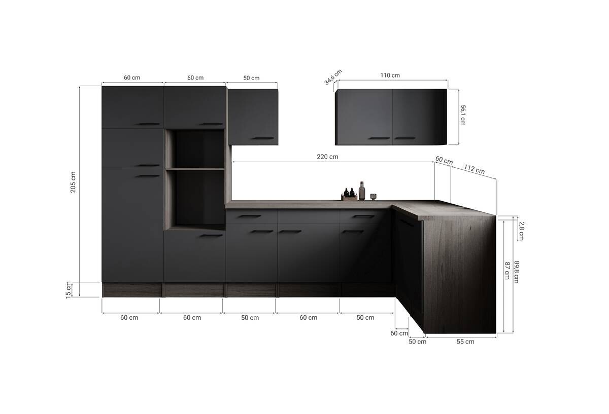 Winkelküche Oliver B/H/T: ca. 340x205x172 cm