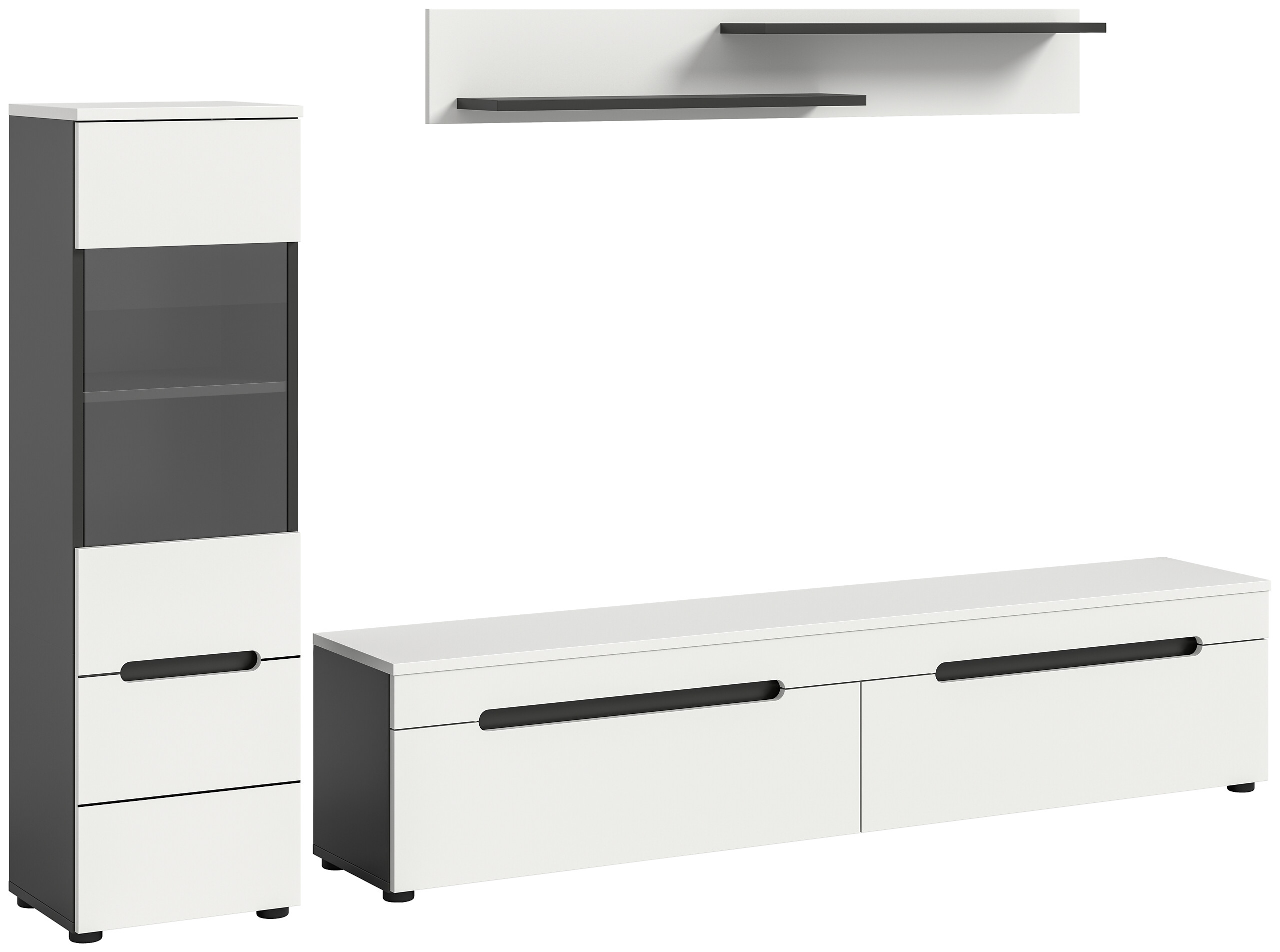 Wohnwand Canu basaltgrau weiß B/H/T: ca. 221x141x33 cm