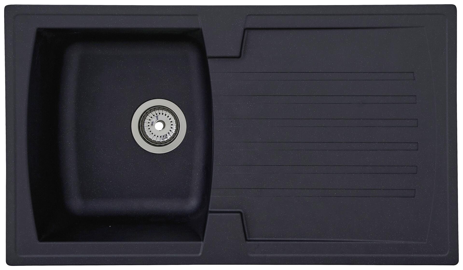 Respekta Einbauspüle Boston 86 x 50 S schwarz Mineralite B/H/T: ca. 86x20x50 cm