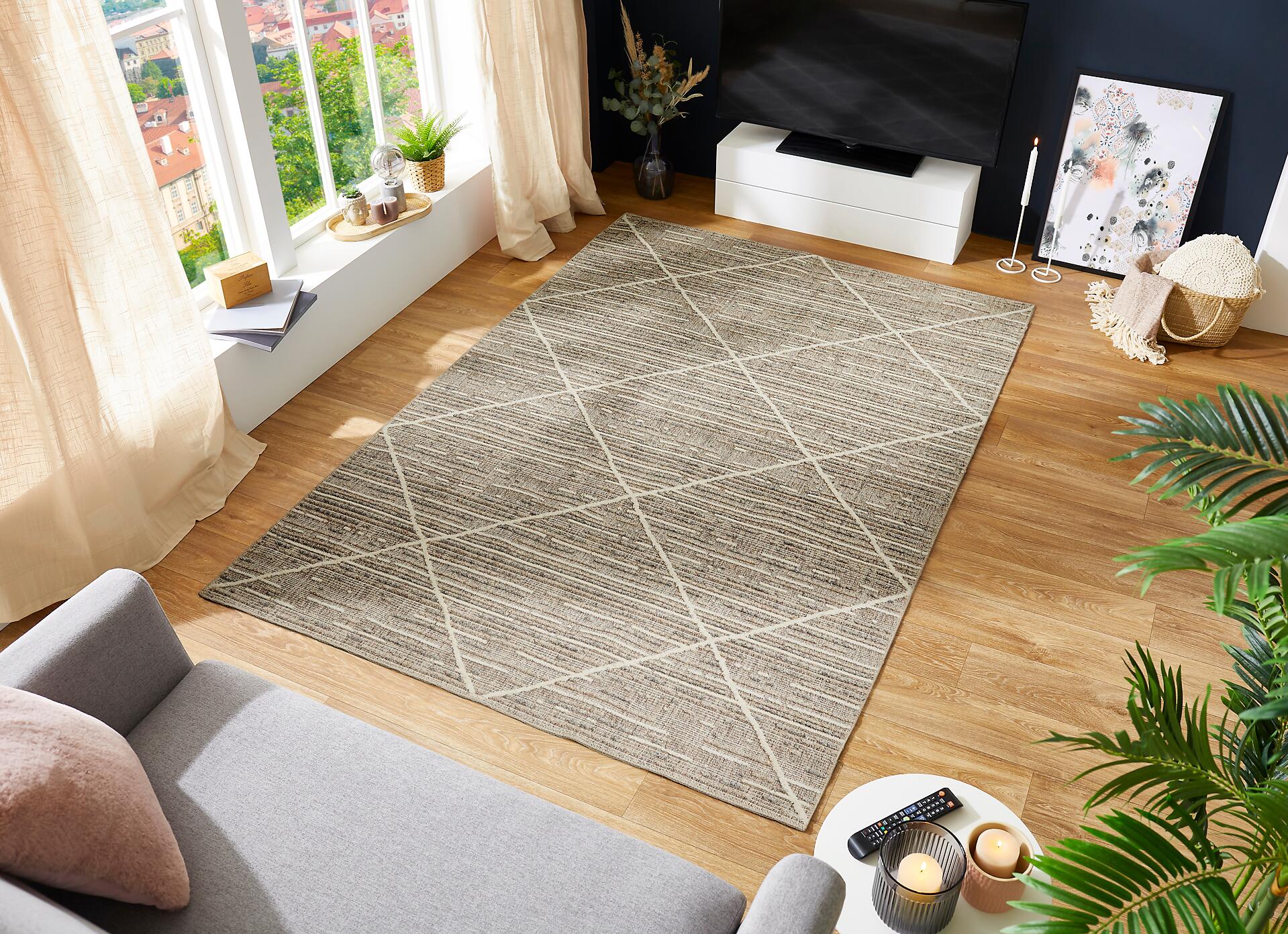 Webteppich Crosby graubraun B/L: ca. 160x230 cm