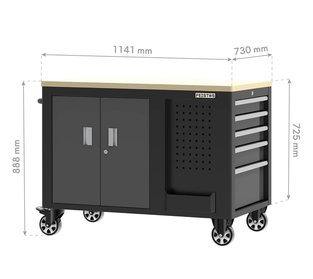 Werkbank Hektor schwarz B/H/L: ca. 114x89x73 cm