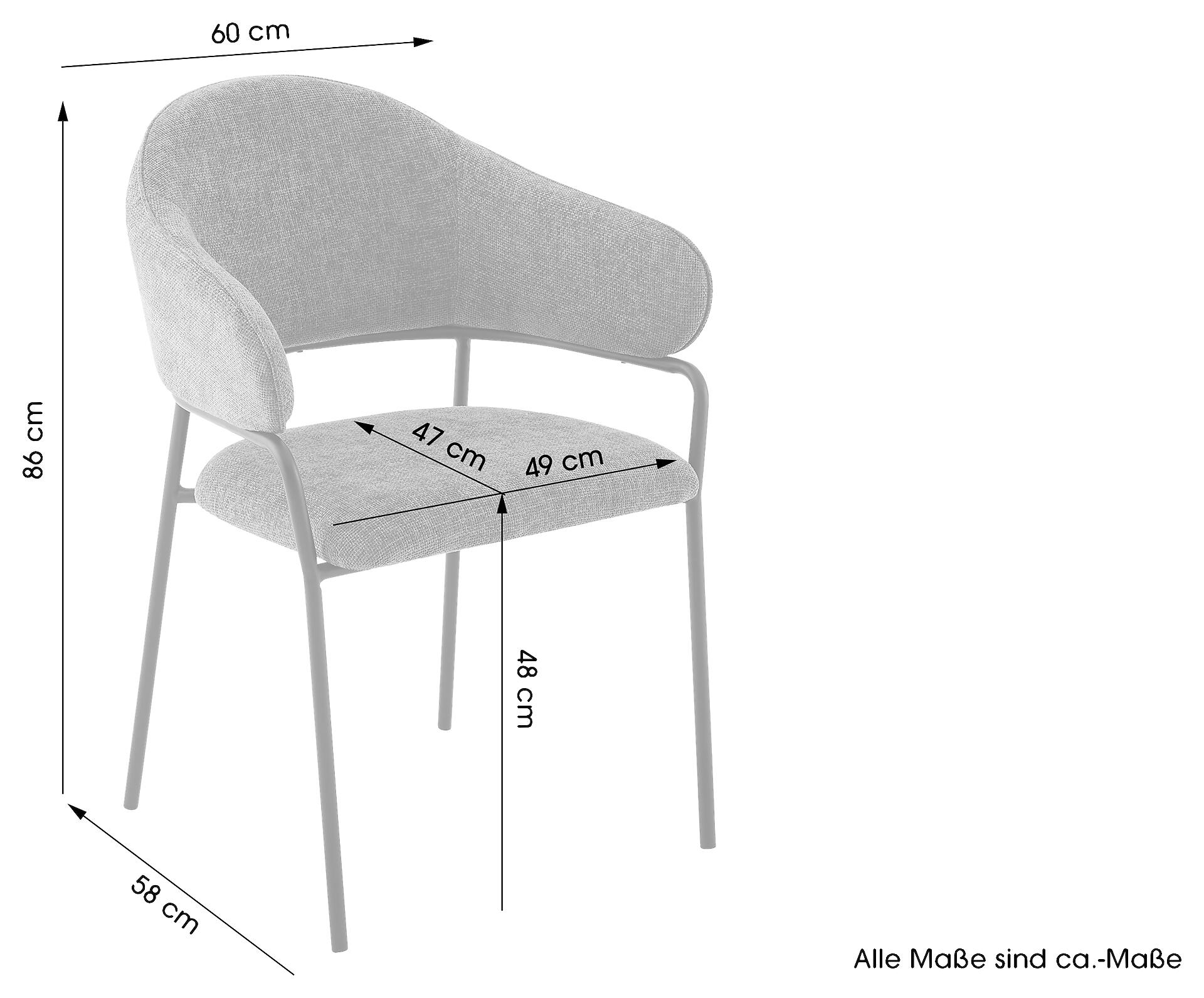 Stuhl CURVE, 2er-Set grün Stoff B/H/T: ca. 60x86x58 cm