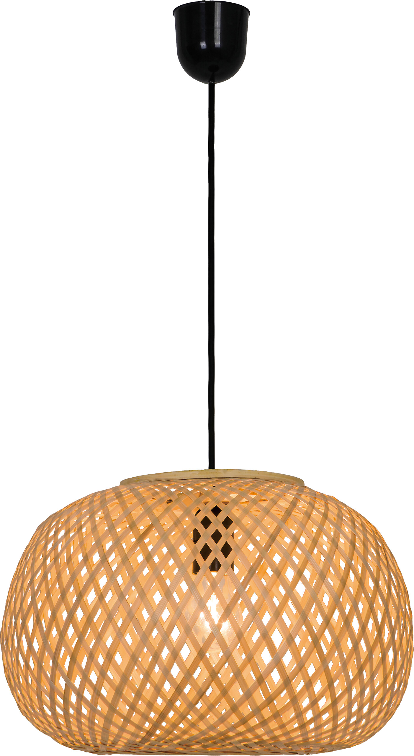 POCOline Pendelleuchte Bella natur schwarz Bambus Kunststoff L/D: ca. 130x35 cm E27 1 Brennstellen