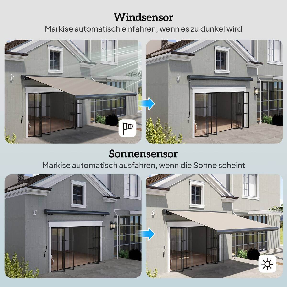 Outsunny Sonnensensor weiß Kunststoff B/H/L: ca. 11x9x22 cm