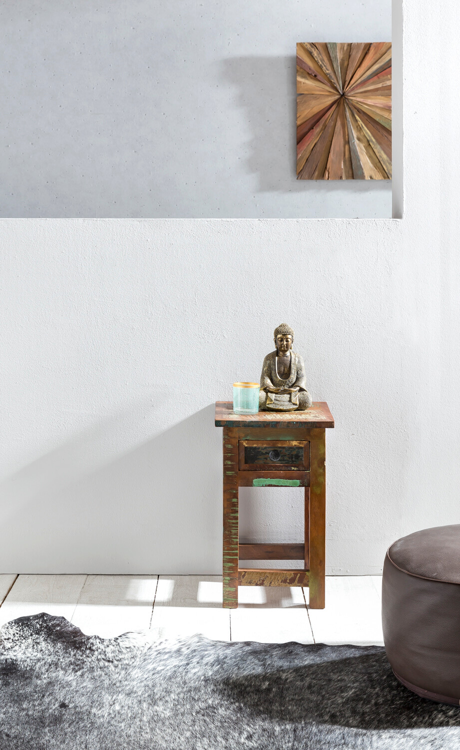 Beistelltisch braun Holz B/H/T: ca. 30x50x30 cm